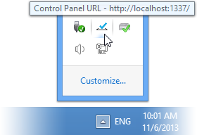 TestCafe Control Panel URL