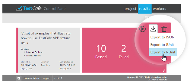 Exporting Results From the Initial View