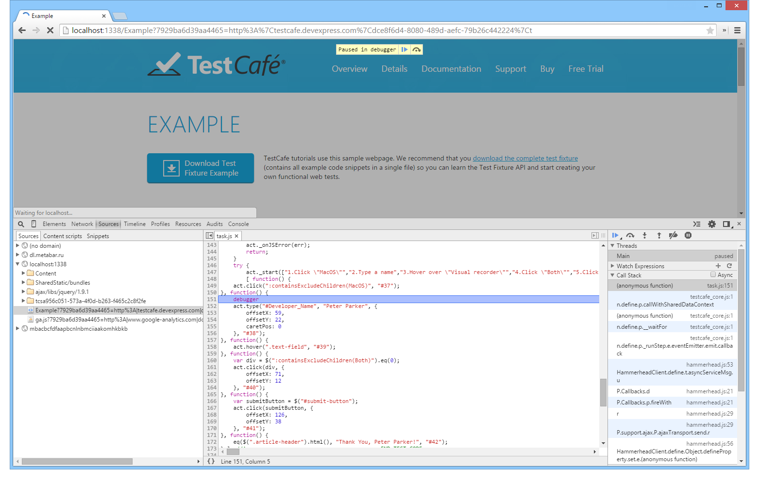 Test Stopped as the Breakpoint Reached